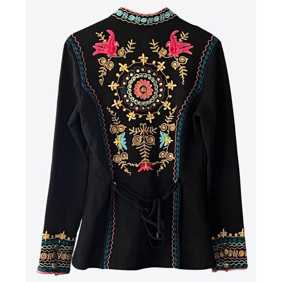 Double D Ranch Women's Small Full Zip Embroidered Western Jacket Top Black Blue - Picture 3 of 7